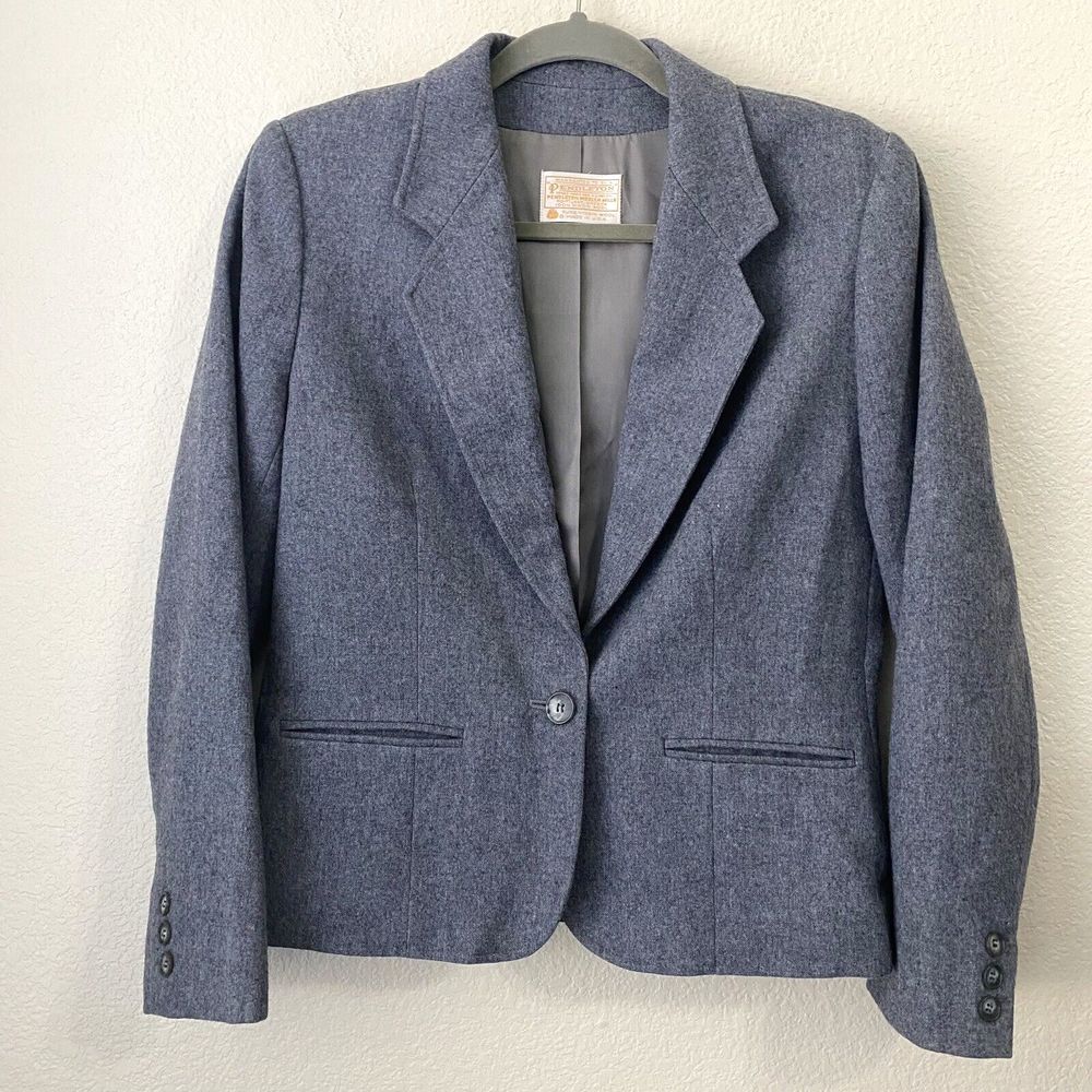 Pendleton Wool Blazer Jacket Womens S-M Gray